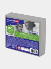 Пластилин скульптурный BRAUBERG ART CLASSIC серый, 0,5кг, твердый, 106517