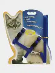Синий шлейка с поводком для кошек