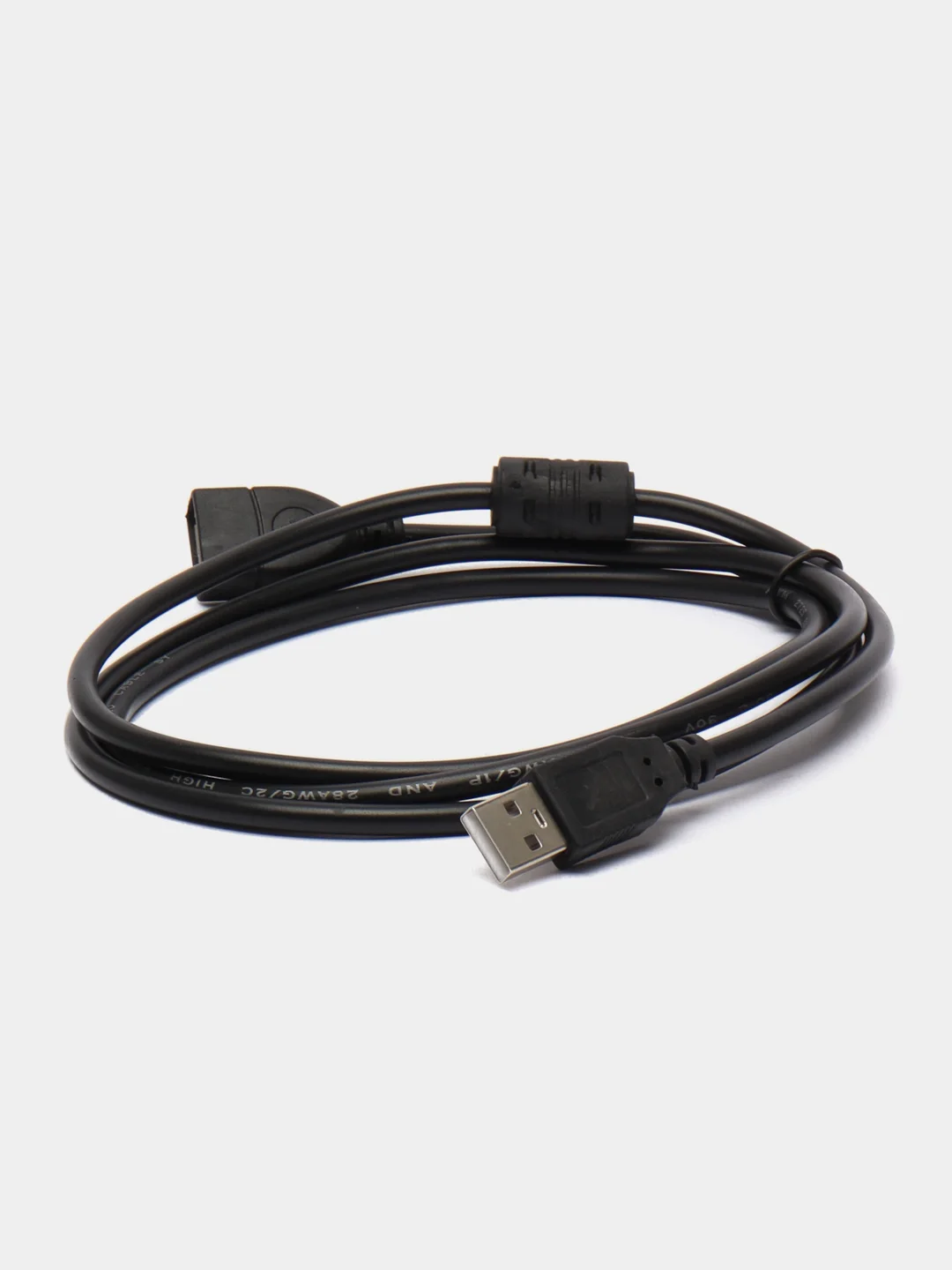 Черный кабель-удлинитель USB 2.0, с фильтром