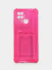 Фуксия чехол Xiaomi Redmi 10C / Poco C40, Поко С40 прозрачный противоударный с карманом для карты