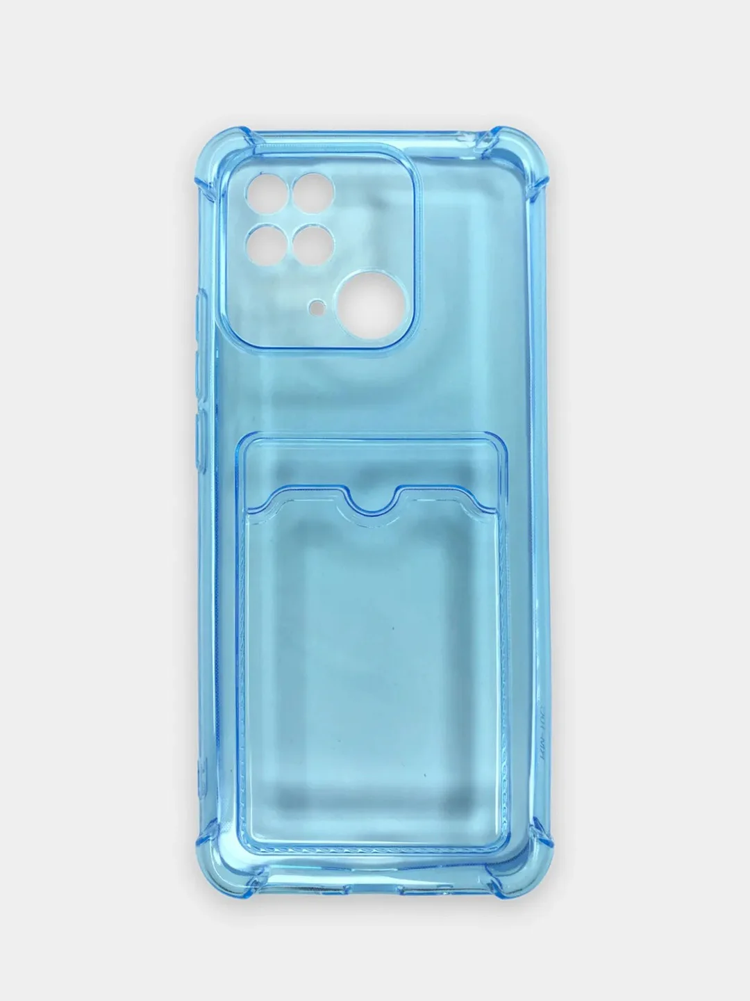 Голубой чехол Xiaomi Redmi 10C / Poco C40, Поко С40 прозрачный противоударный с карманом для карты