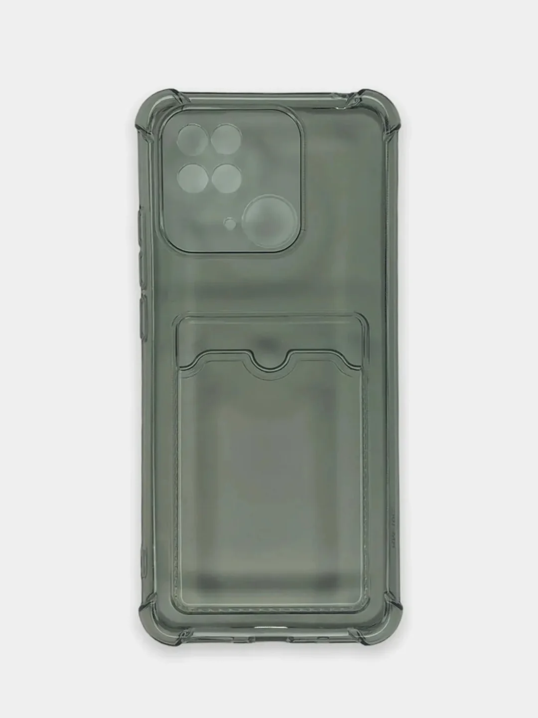 Черный чехол Xiaomi Redmi 10C / Poco C40, Поко С40 прозрачный противоударный с карманом для карты