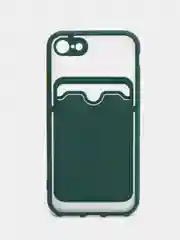 Тёмно-зелёный чехол для iPhone XR, 11, 12, 13, Pro, Max, 7, 8, ХР с карманом, отделением для карт