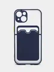 Темно-синий чехол для iPhone XR, 11, 12, 13, Pro, Max, 7, 8, ХР с карманом, отделением для карт
