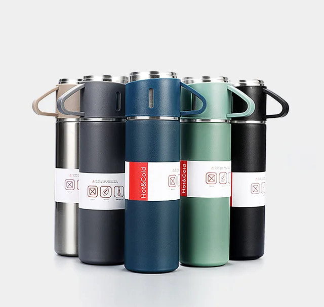 Термос металлический с кружками 500 ml