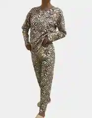 Серый женская теплая пижама из хлопка