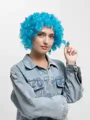 Белый парик клоуна цветной, кудрявый