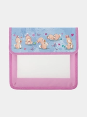 Папка для тетрадей ЮНЛАНДИЯ А5, пластик, 2 отделения, клапан на липучке, Bunnies, 270968