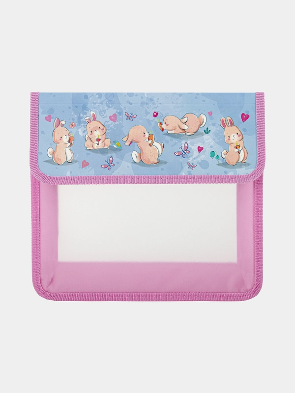 Папка для тетрадей ЮНЛАНДИЯ А5, пластик, 2 отделения, клапан на липучке, Bunnies, 270968