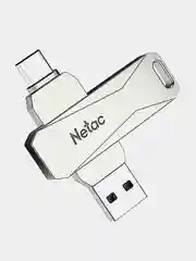 Серый металлик флеш-накопитель USB 3.0 + Type C Netac U782C