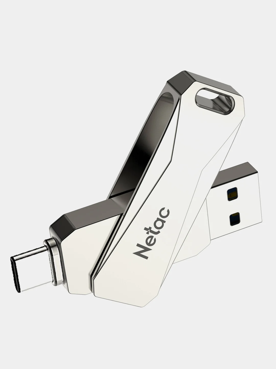 Серый металлик флеш-накопитель USB 3.0 + Type C Netac U782C
