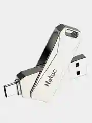 Серый металлик флеш-накопитель USB 3.0 + Type C Netac U782C