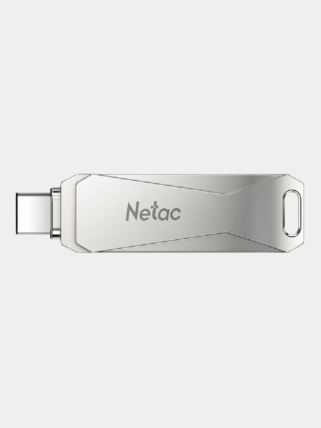 Серый металлик флеш-накопитель USB 3.0 + Type C Netac U782C