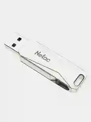 Серый металлик флеш-накопитель USB 3.0 + Type C Netac U782C