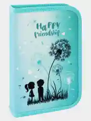 Пенал BRAUBERG с наполнением, 1 отд, 1 отк планка, 24 предмета, 21х14 см, Happy friendship