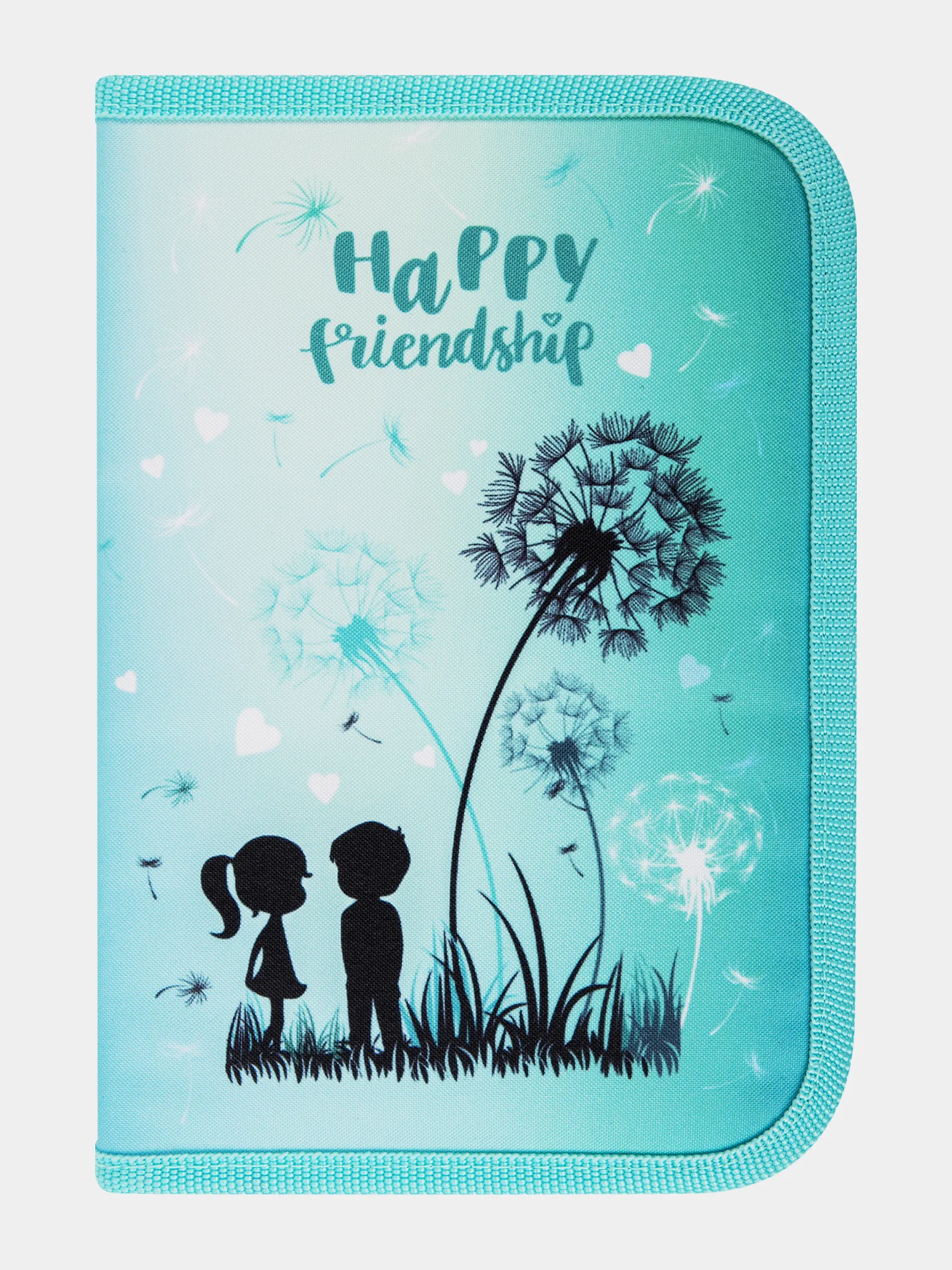 Пенал BRAUBERG с наполнением, 1 отд, 1 отк планка, 24 предмета, 21х14 см, Happy friendship