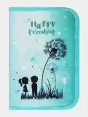 Пенал BRAUBERG с наполнением, 1 отд, 1 отк планка, 24 предмета, 21х14 см, Happy friendship