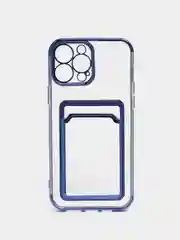 Синий чехол карточница iPhone 11, 12, 12 Pro, 12 Pro Max, 13, 13 Pro, 13 Pro Max, Redmi 9C, 9A