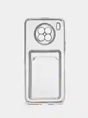 Серебряный чехол карточница Samsung A03 core, A22S, A32, A12, S20 Plus, Honor 50, 50 Lite