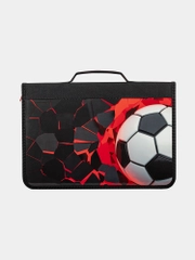 Папка для труда на молнии BRAUBERG А4 с ручкой, 1  отд., картон, Black football