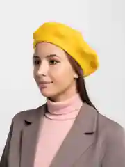 Желтый берет женский, всесезонный, шерстяной