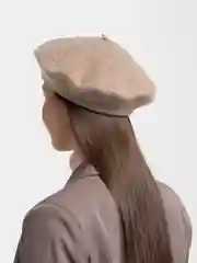 Бежевый меланж берет женский, всесезонный, шерстяной