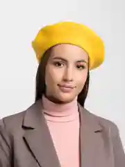 Желтый берет женский, всесезонный, шерстяной