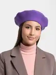 Аметистовый берет женский, всесезонный, шерстяной