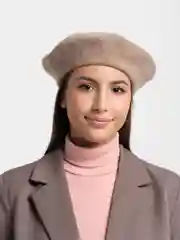 Бежевый меланж берет женский, всесезонный, шерстяной