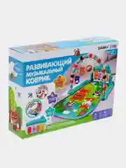 Музыкальный развивающий коврик Милые зверята, русское озвучивание, цвет голубой