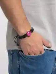 Бирюзовый браслет кожаный