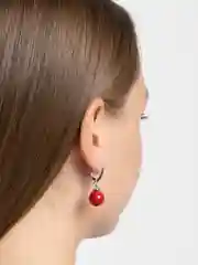 Коралловый серьги "Вальс бусинки" с камнями, ручная работа