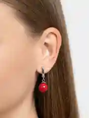 Коралловый серьги "Вальс бусинки" с камнями, ручная работа