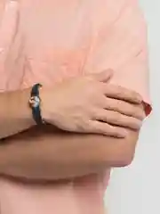 Голубой браслет кожаный