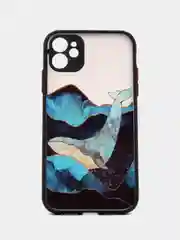 Синий меланж чехол для iPhone 11 12 13 7 8  XR 14 Plus Pro Max mini айфон про макс пластиковый
