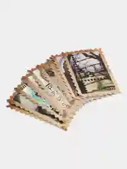 Песочный хаки марки винтажные, наклейки, 50 штук