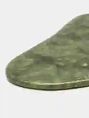 Зеленый массажер ролик серебристый и скребок гуаша для лица из натурального нефрита