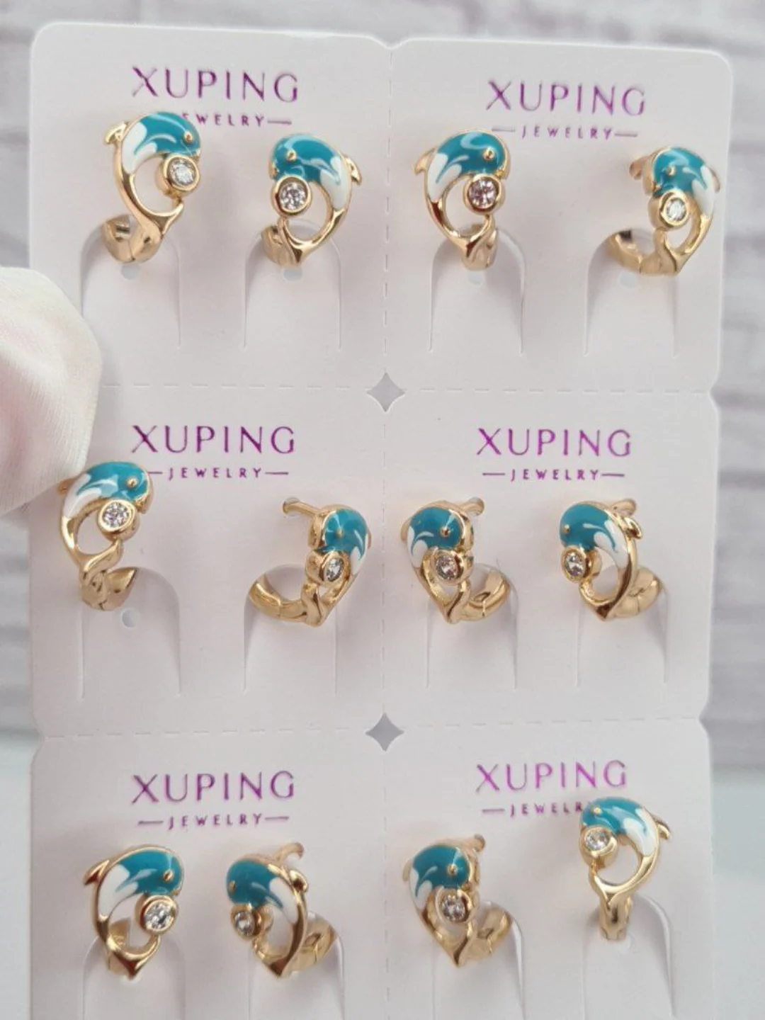 Голубой серьги детские, Xuping