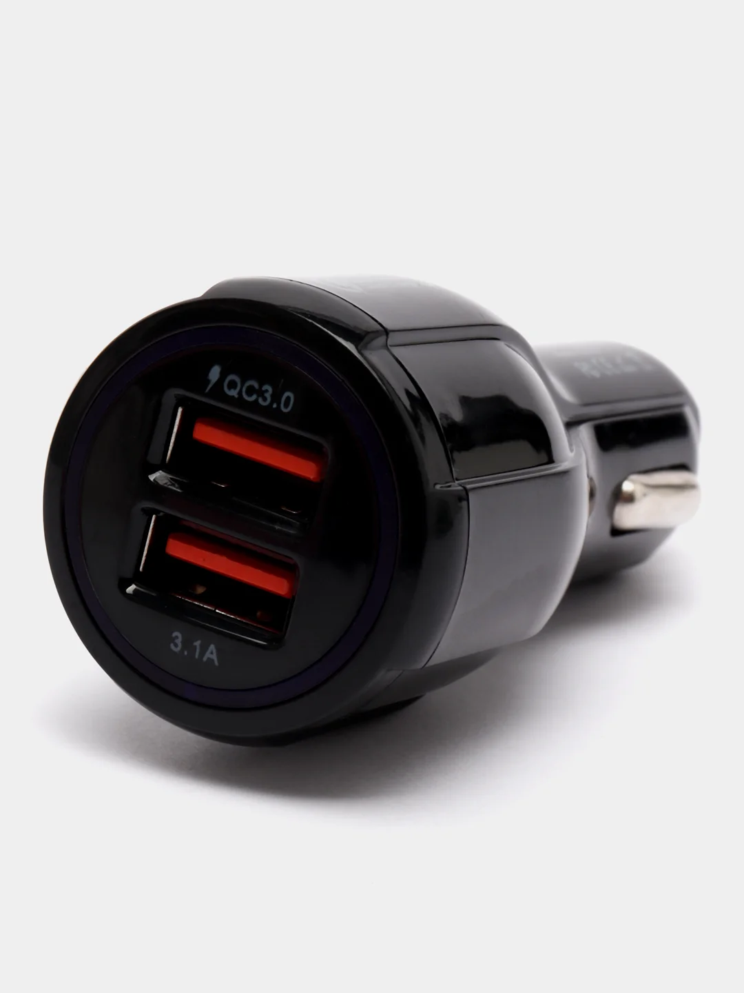 Черный автомобильная зарядка , быстрая зарядка QC3.0, 2xUSB, 3.1A, 12V