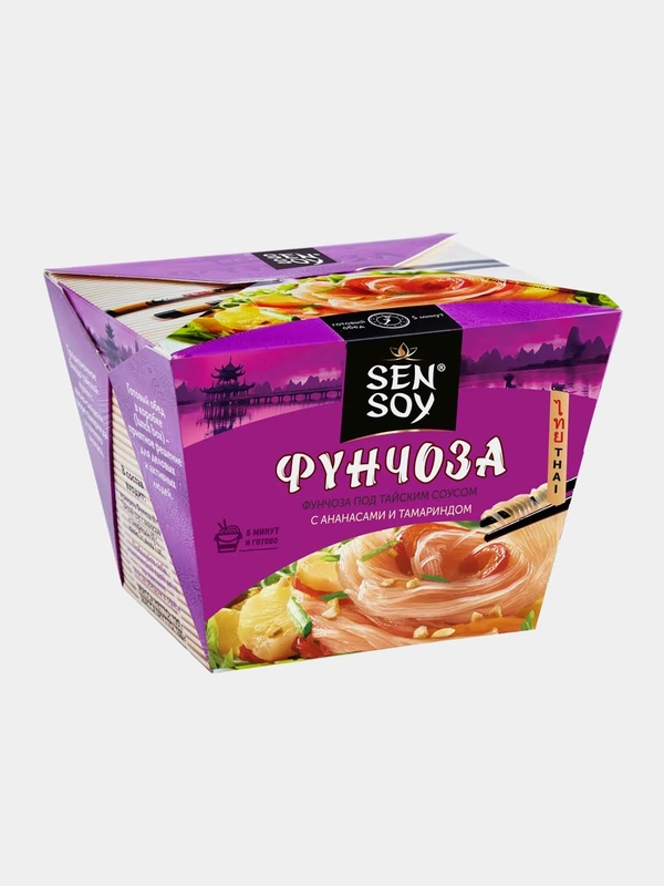 Лапша SenSoy "Фунчоза", под тайским соусом с ананасом и тамариндом, 125 г