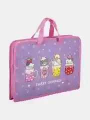 Папка на молнии с ручками ЮНЛАНДИЯ А4, 1  отделение, пластик, ширина 40 мм, Sweet, 270947