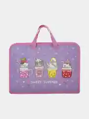 Папка на молнии с ручками ЮНЛАНДИЯ А4, 1  отделение, пластик, ширина 40 мм, Sweet, 270947