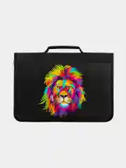 Папка для труда на молнии BRAUBERG А4 с ручкой, 1  отделение, органайзер, Colorful lion