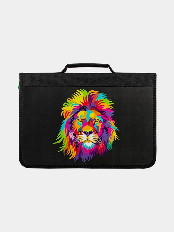Папка для труда на молнии BRAUBERG А4 с ручкой, 1  отделение, органайзер, Colorful lion