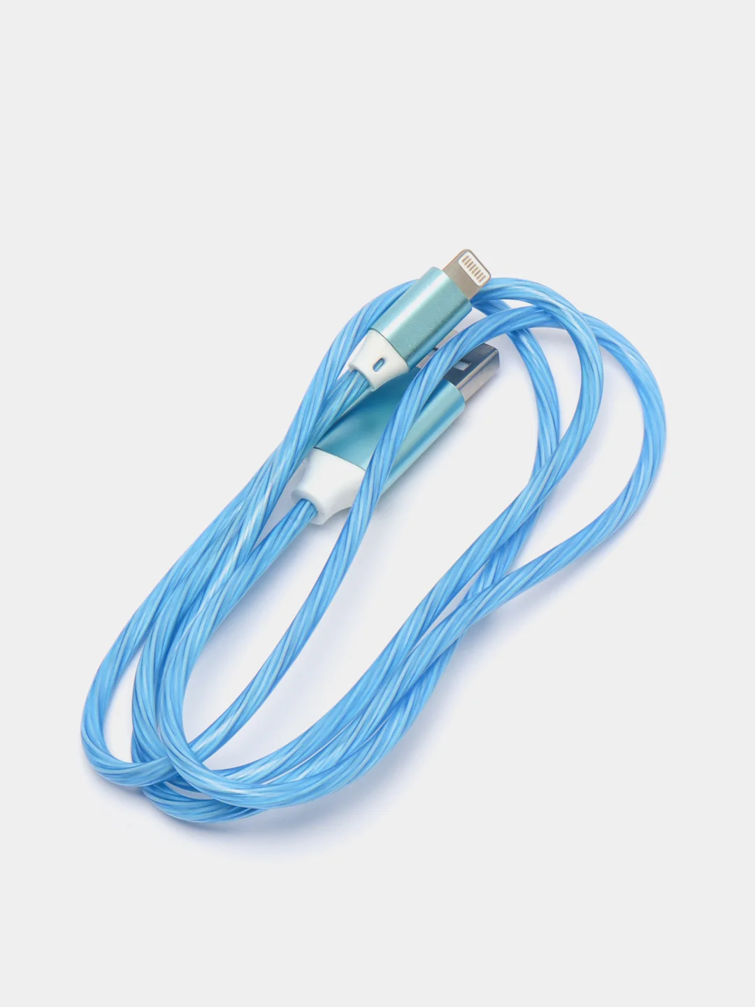Синий меланж светящийся USB кабель для Iphone, Android micro USB Type-C Lightning