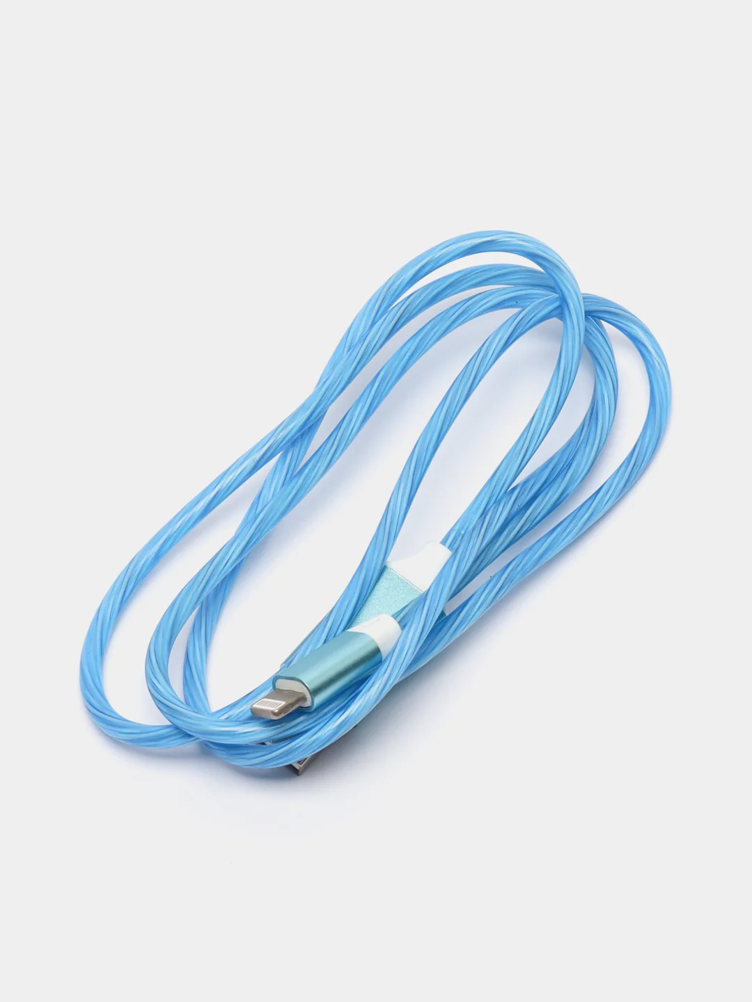 Синий меланж светящийся USB кабель для Iphone, Android micro USB Type-C Lightning