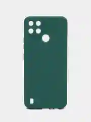 Тёмно-зелёный чехол Realme C21Y / C25Y силиконовый с защитой камеры ( Реалми С21У С25У )