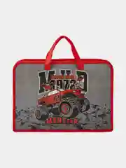 Папка на молнии с ручками ЮНЛАНДИЯ А4, 1 отделение, пластик, ширина 40 мм, Truck race
