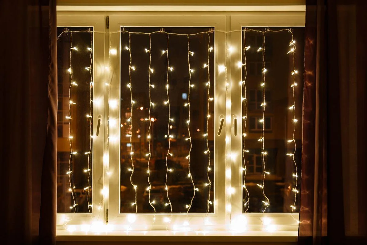 Горчичный электрогирлянда "Занавес" LED, 1.5-3 м