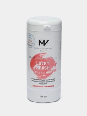 Антибактериальные бесспиртовые салфетки для очищения кистей Lucky Brush, 100 штук